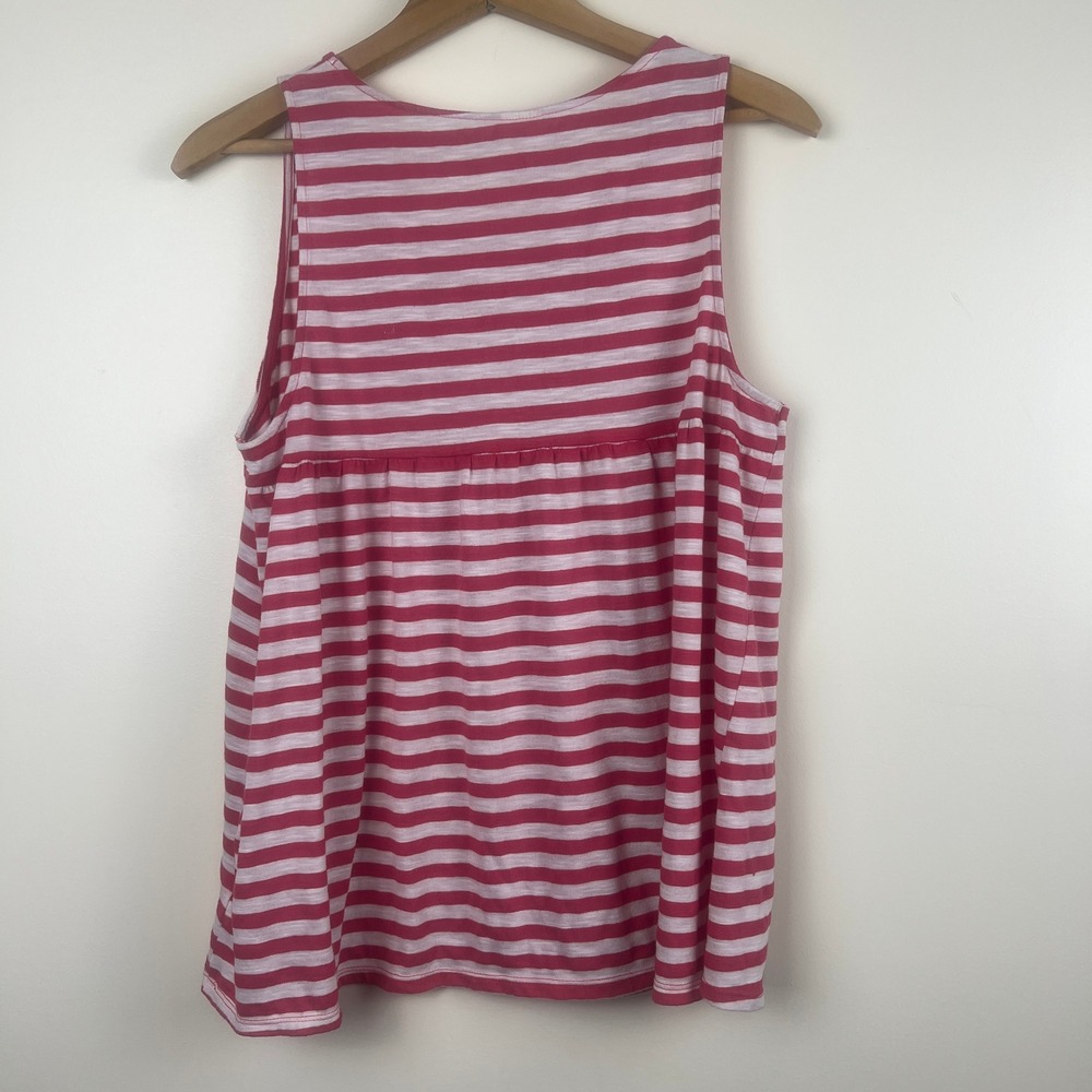 Red White Striped Nautical Babydoll Tank Top Empire Waist  L